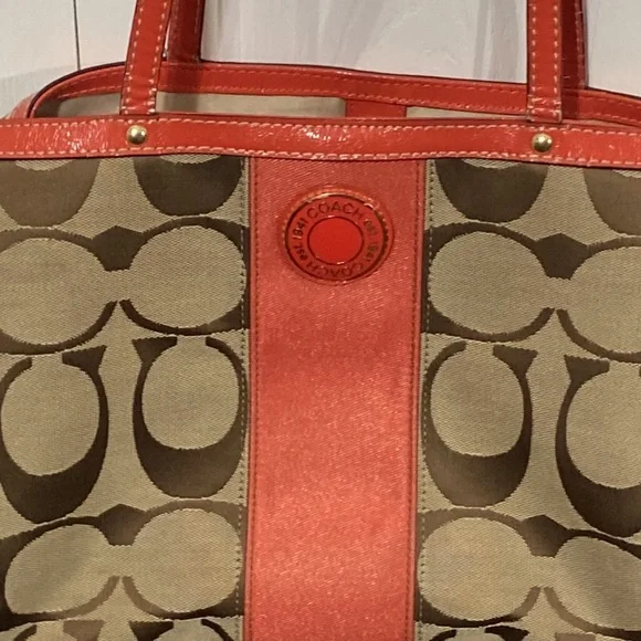 Red & Tan Coach Purse - Picture 7 of 15